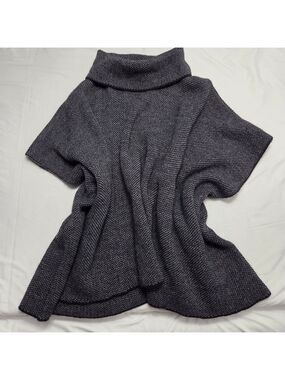 Elisabetta Collection Italy Alpaca Wool Blend Oversized Poncho Cape Charcoal S/P